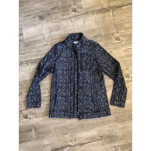 Marc New York Fleece-Lined Full Zip Knit Sweater Black White Women's Size L